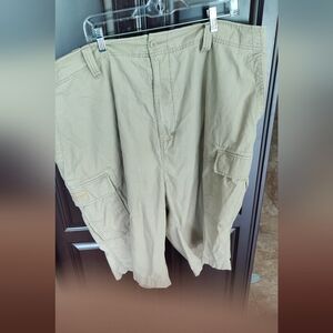 Nautica Big Man Khaki Cargo Shorts 50 waist 11 1/2" inseam 100% cotton